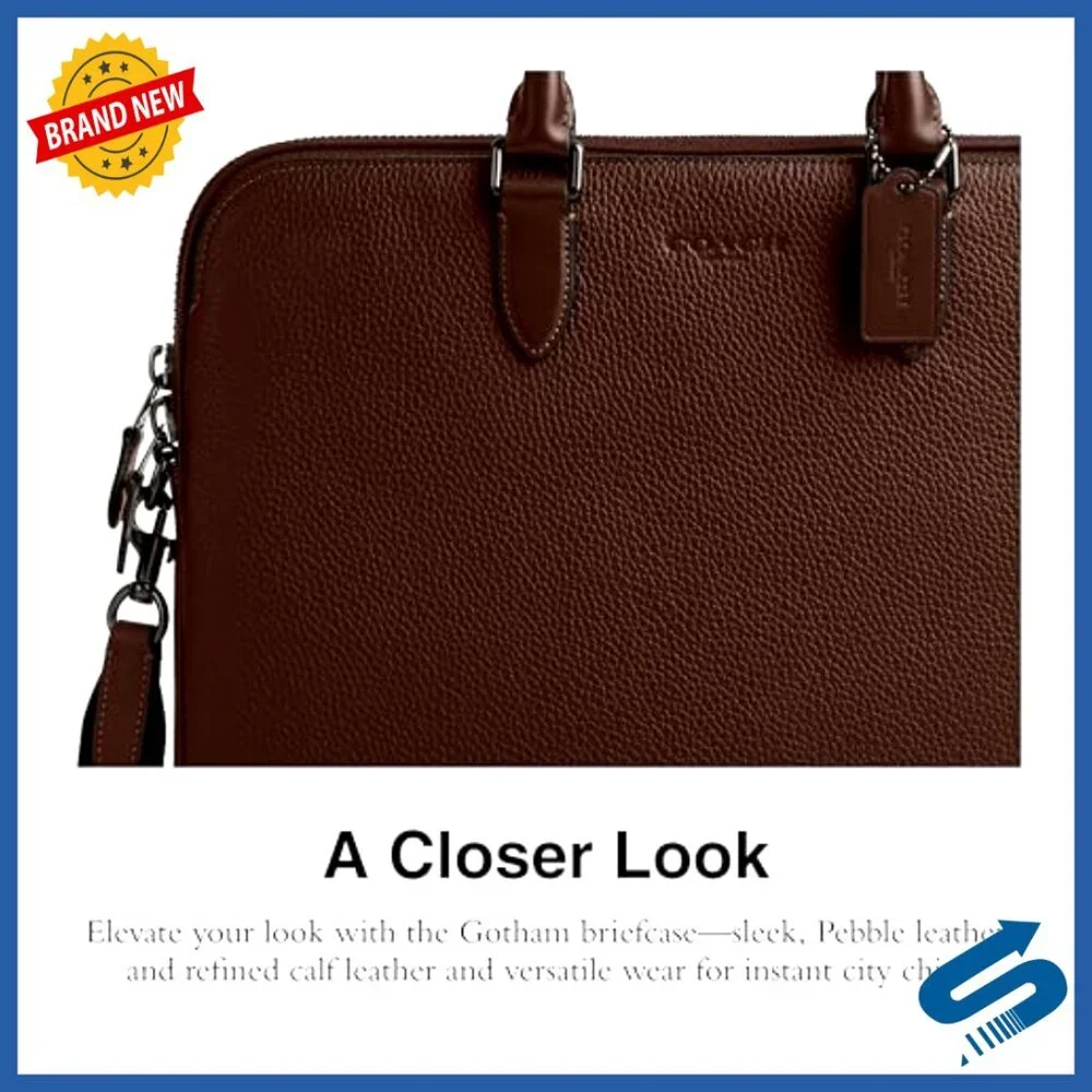 Leather Slim Briefcase Fits 16 Inch Laptop Detachable Strap Business Bag